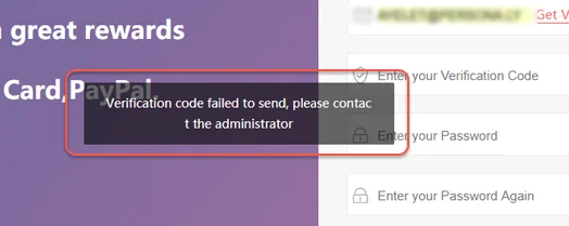 SandyBucks signup error 