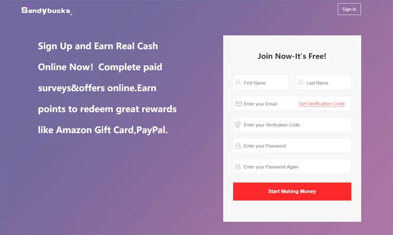 SandyBucks' Landing Page 