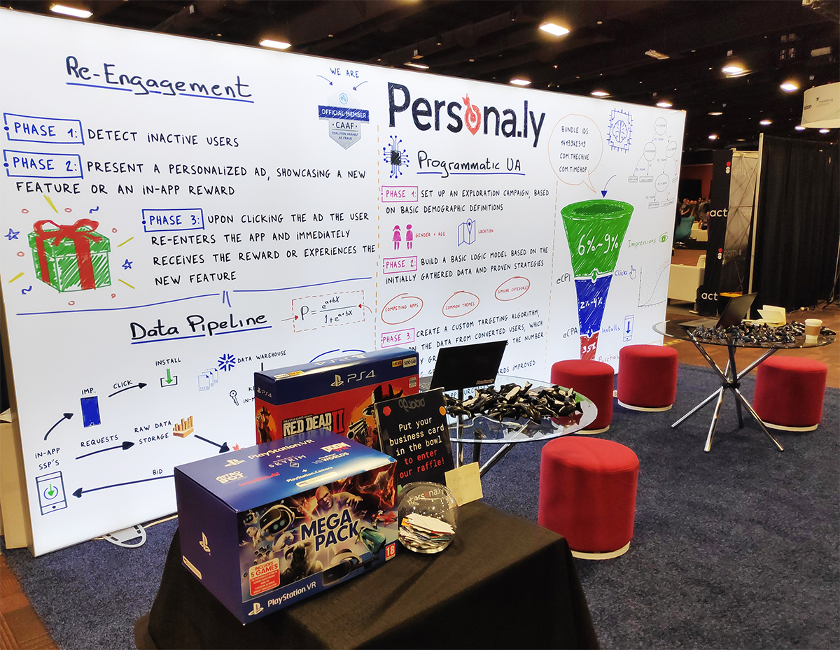 Persona.ly's booth and back-wall at MAU Vegas, 2019